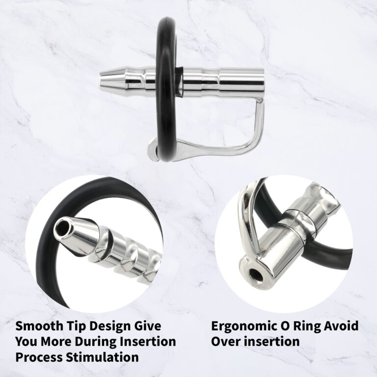 304 Stainless Steel Hollow penis plug With Adjustable fixing ring