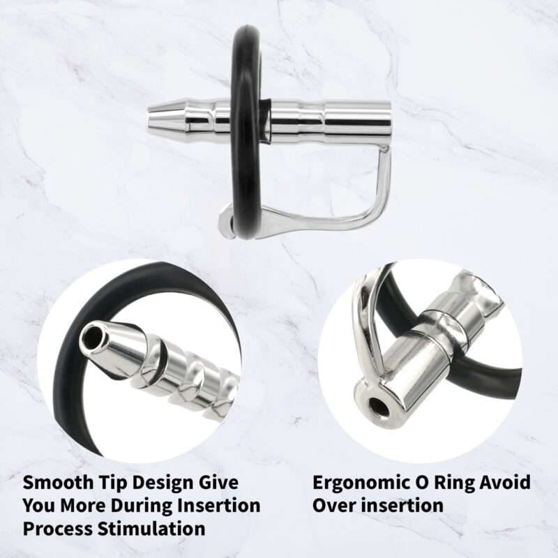 304 Stainless Steel Hollow penis plug With Adjustable fixing ring