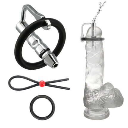 304 Stainless Steel Hollow penis plug With Adjustable fixing ring